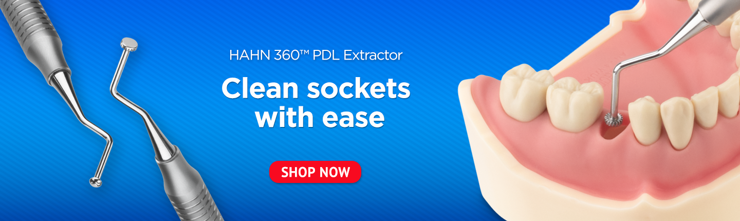 HAHN 360™ PDL Extractor Instrument used on Typodont Model